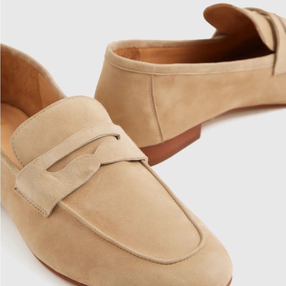 Quince Italian Suede Penny Loafers Almond Size 8 EU38 NIB Wears Like US Size 8